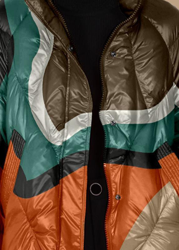 Elegant Red Stand Collar Zip Up Print Fine Cotton Filled Parkaer Winter - Down Jackets - DYAVOR®
