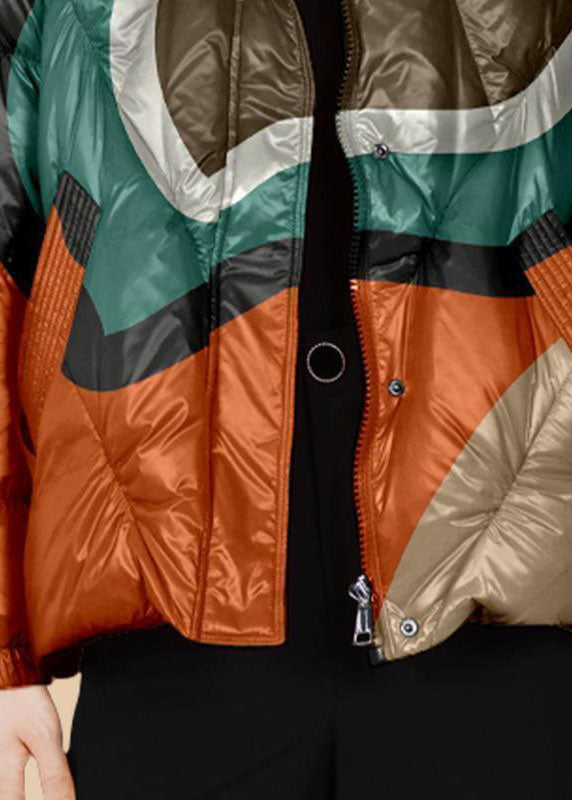 Elegant Red Stand Collar Zip Up Print Fine Cotton Filled Parkaer Winter - Down Jackets - DYAVOR®