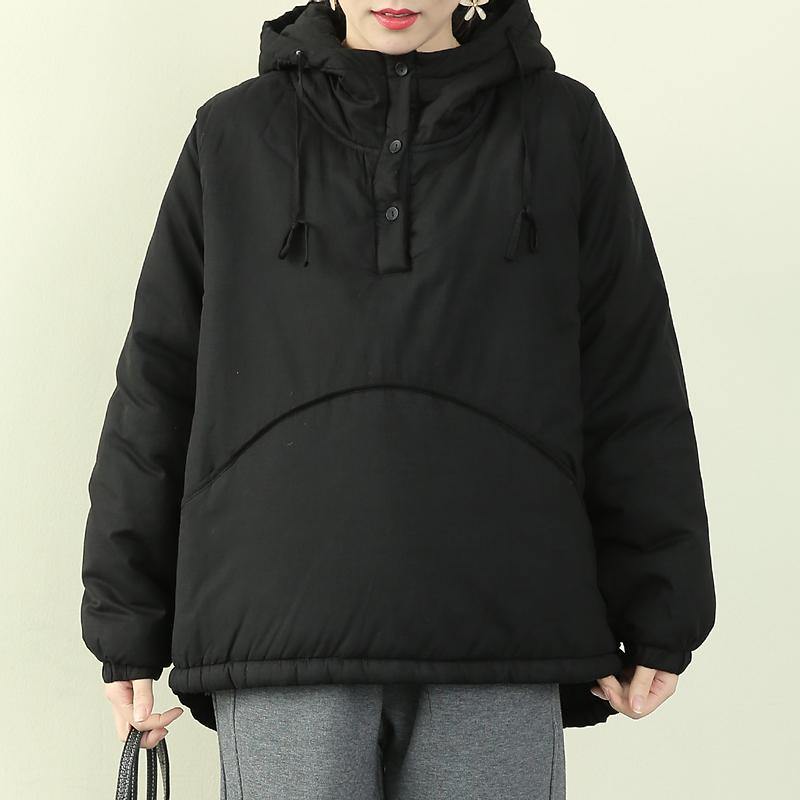 Elegant black women parka plus size snow jackets hooded drawstring coats - Down Jackets - DYAVOR®