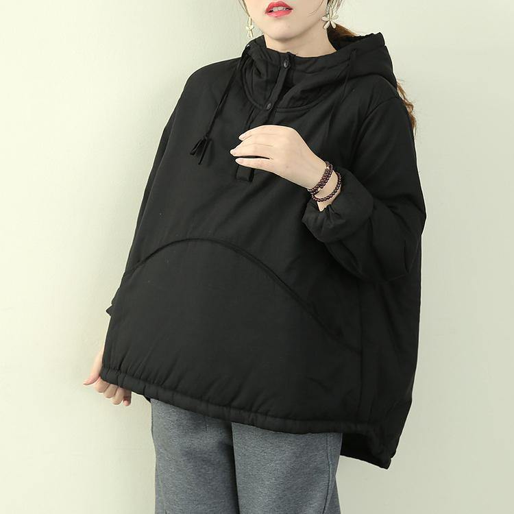 Elegant black women parka plus size snow jackets hooded drawstring coats - Down Jackets - DYAVOR®