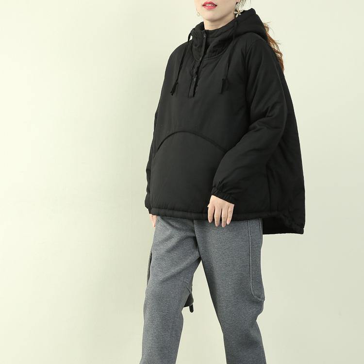 Elegant black women parka plus size snow jackets hooded drawstring coats - Down Jackets - DYAVOR®