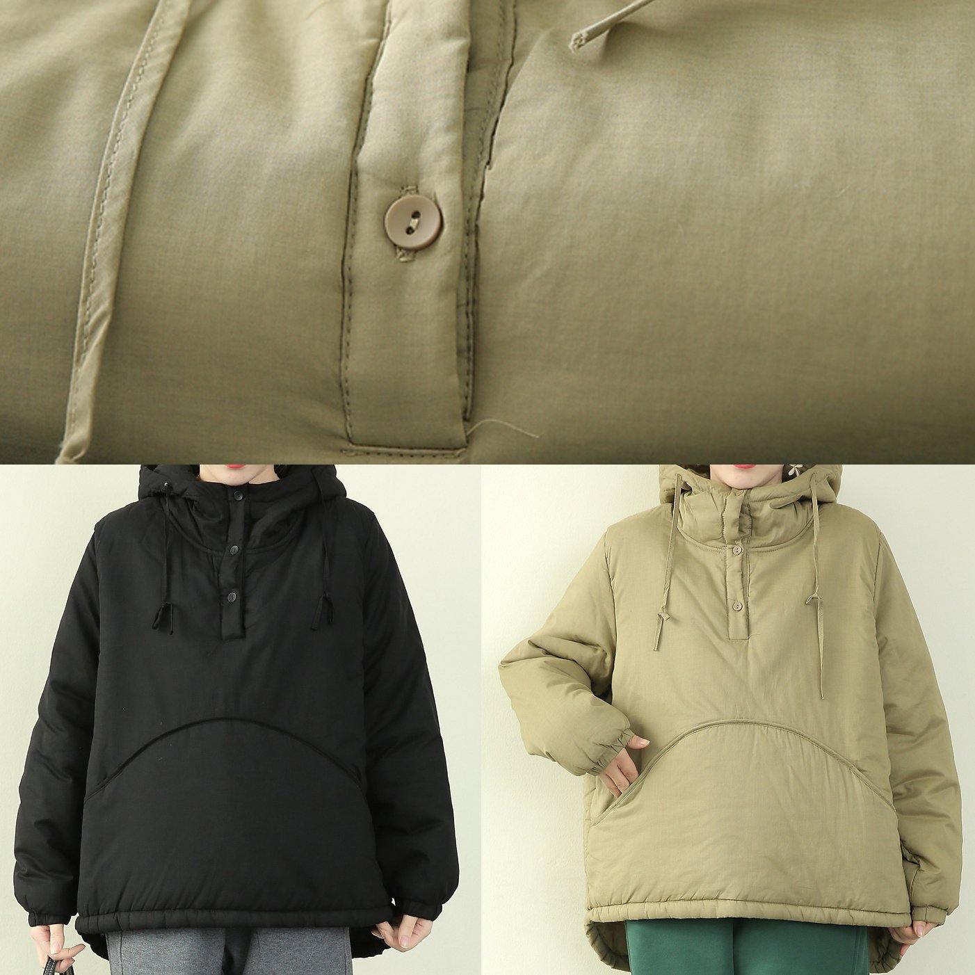 Elegant black women parka plus size snow jackets hooded drawstring coats - Down Jackets - DYAVOR®