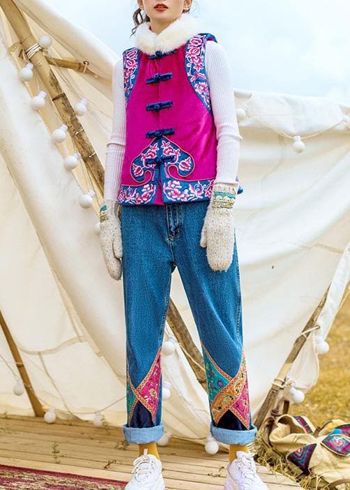 Elegant high waist pants fall fashion denim blue design patchwork pant - - DYAVOR®