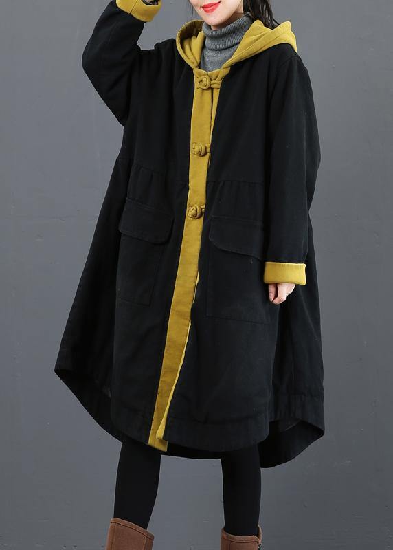 Elegant hooded large hem Fashion crane coats yellow silhouette outwear - - DYAVOR®