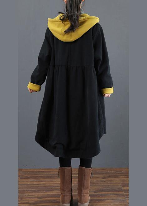 Elegant hooded large hem Fashion crane coats yellow silhouette outwear - - DYAVOR®