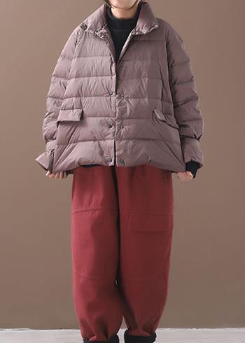 Elegant khaki Parkas for women plus size down jacket winter short coat stand collar - - DYAVOR®