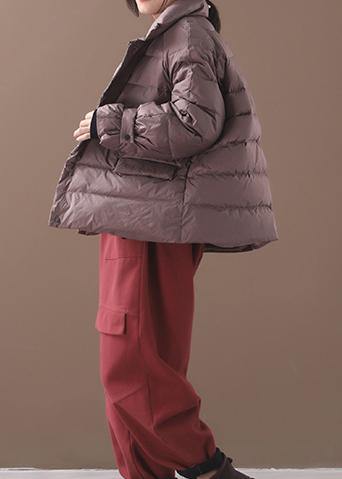 Elegant khaki Parkas for women plus size down jacket winter short coat stand collar - - DYAVOR®
