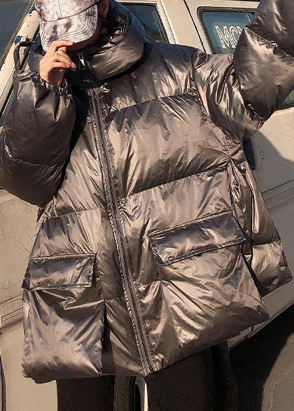 Elegant silver gray winter parkas Loose fitting Jackets & Coats winter hooded pockets outwear - - DYAVOR®