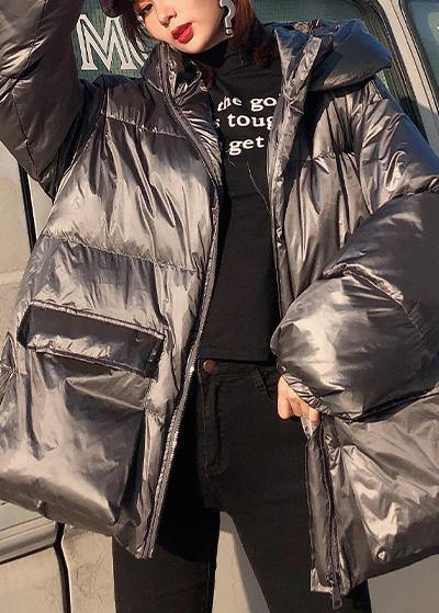 Elegant silver gray winter parkas Loose fitting Jackets & Coats winter hooded pockets outwear - - DYAVOR®