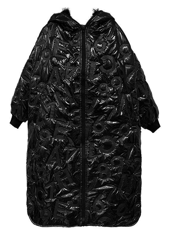 Elegant silver outwear trendy plus size snow hooded zippered winter outwear - - DYAVOR®