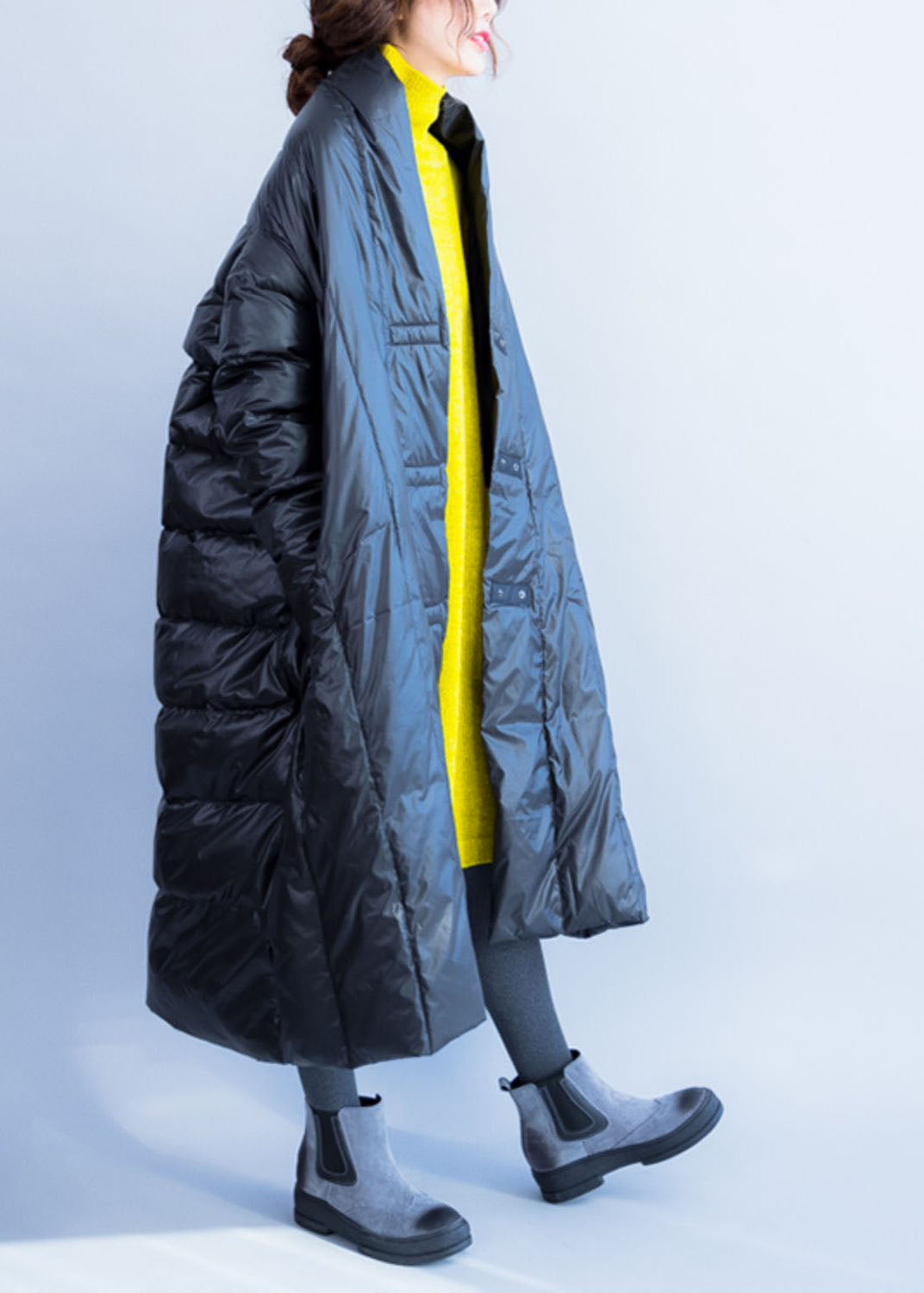 Fashion Black V Neck Pockets Duck Down Witner Coats - Down Jackets - DYAVOR®