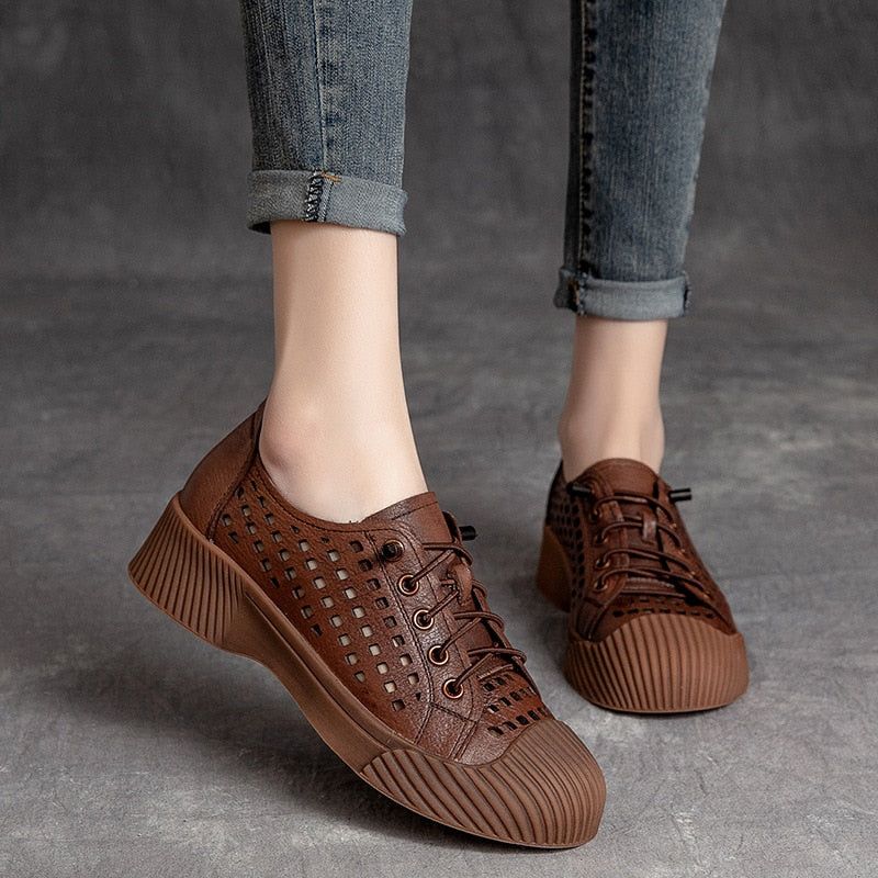 Fashion Breathable Leather Sneakers Women Casual Shoes FGCS03 - Casual Shoes - DYAVOR®