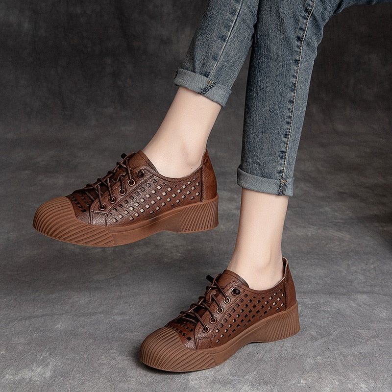 Fashion Breathable Leather Sneakers Women Casual Shoes FGCS03 - Casual Shoes - DYAVOR®