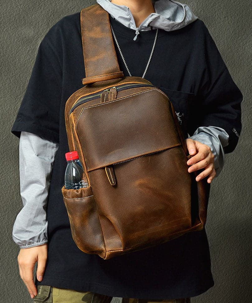 Fashion Brown Calf Leather Man's Backpack Bag - Handbags - DYAVOR®