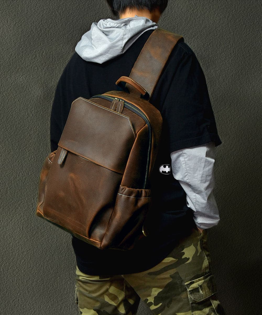 Fashion Brown Calf Leather Man's Backpack Bag - Handbags - DYAVOR®