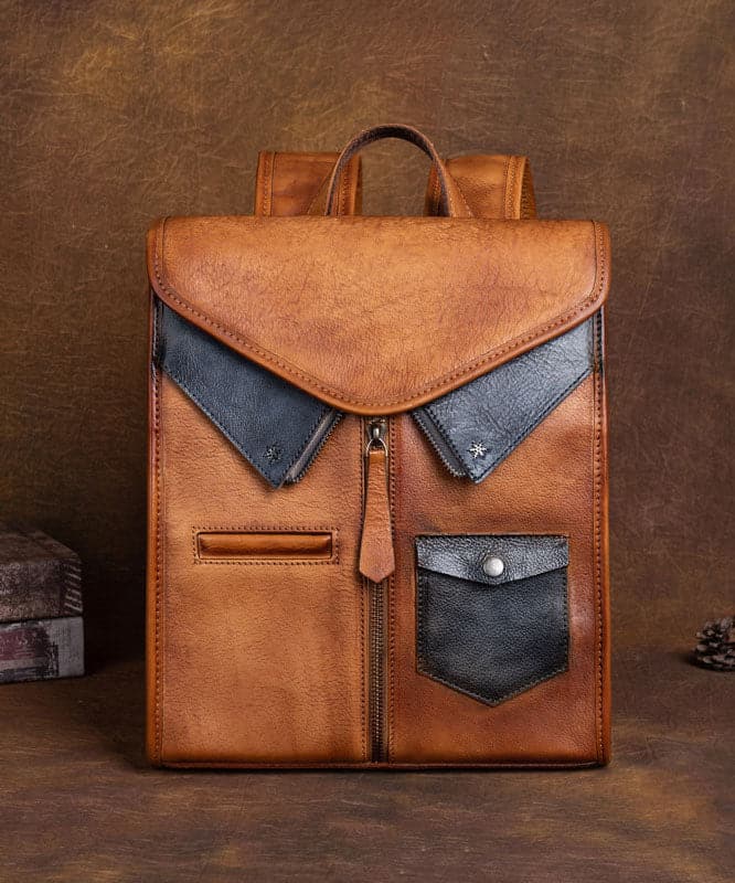 Fashion Brown Versatile Paitings Calf Leather Backpack Bag - Backpack Bag - DYAVOR®