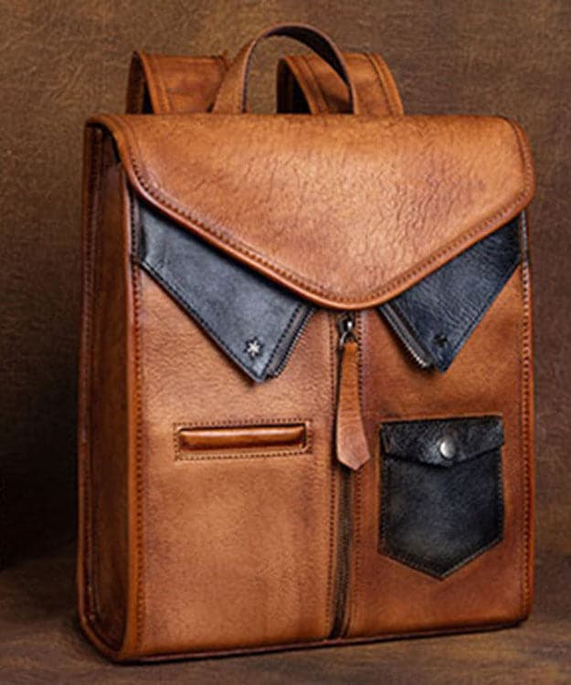 Fashion Brown Versatile Paitings Calf Leather Backpack Bag - Backpack Bag - DYAVOR®