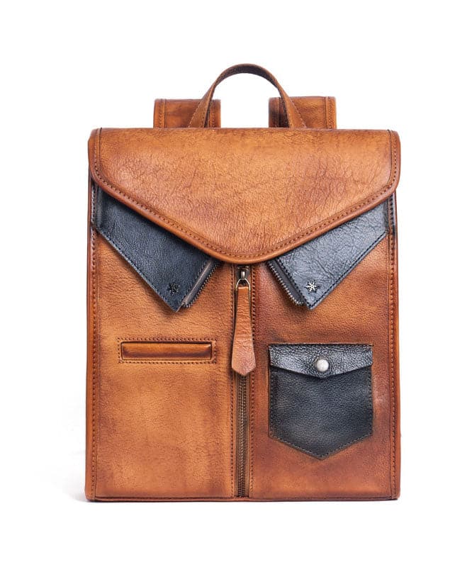 Fashion Brown Versatile Paitings Calf Leather Backpack Bag - Backpack Bag - DYAVOR®