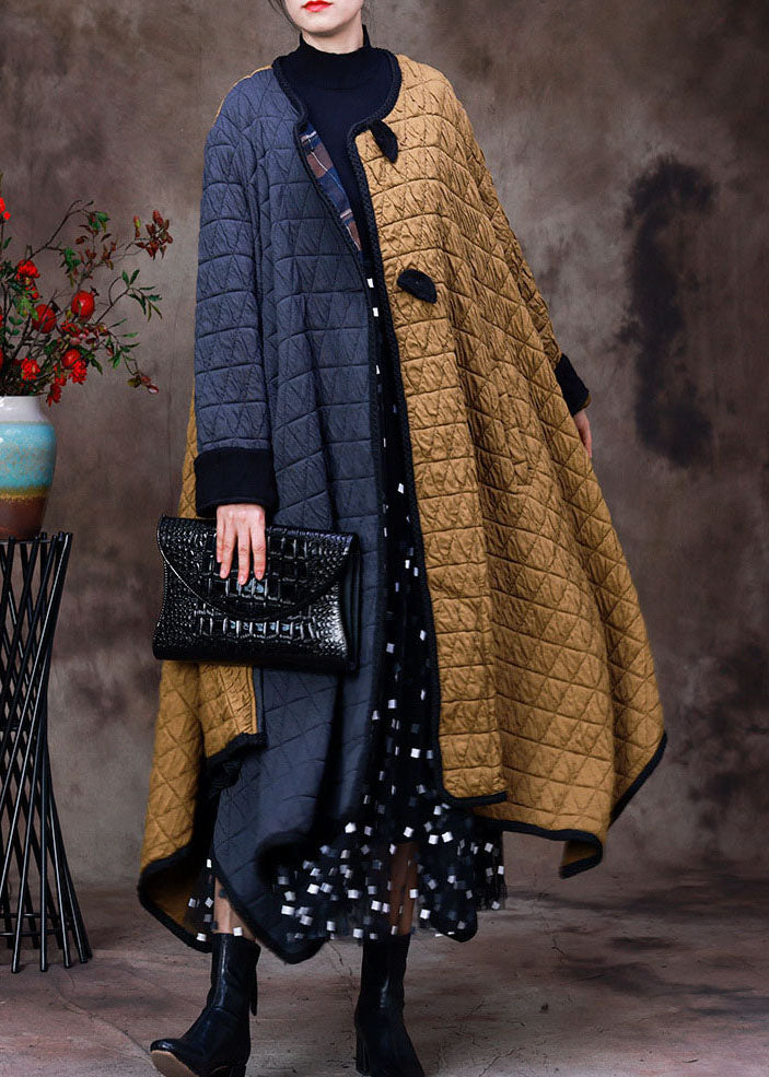 Fashion Grey Yellow Asymmetrical Pockets Patchwork Fine Cotton Filled Witner Coats Winter - Down Jackets - DYAVOR®