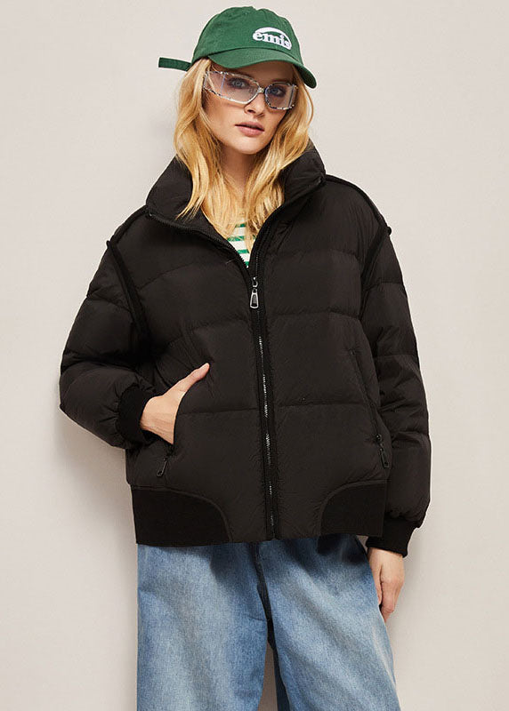 Fashion Khaki Stand Collar Zip Up Thick Duck Down Puffer Jacket Winter - Down Jackets - DYAVOR®
