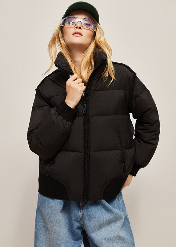 Fashion Khaki Stand Collar Zip Up Thick Duck Down Puffer Jacket Winter - Down Jackets - DYAVOR®