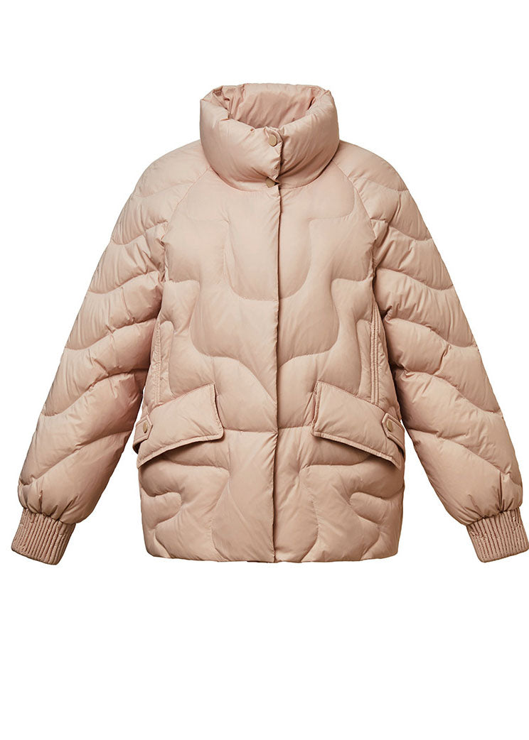 Fashion Pink Stand Collar Zippered Lazy Duck Down Down Coats Winter - Down Jackets - DYAVOR®
