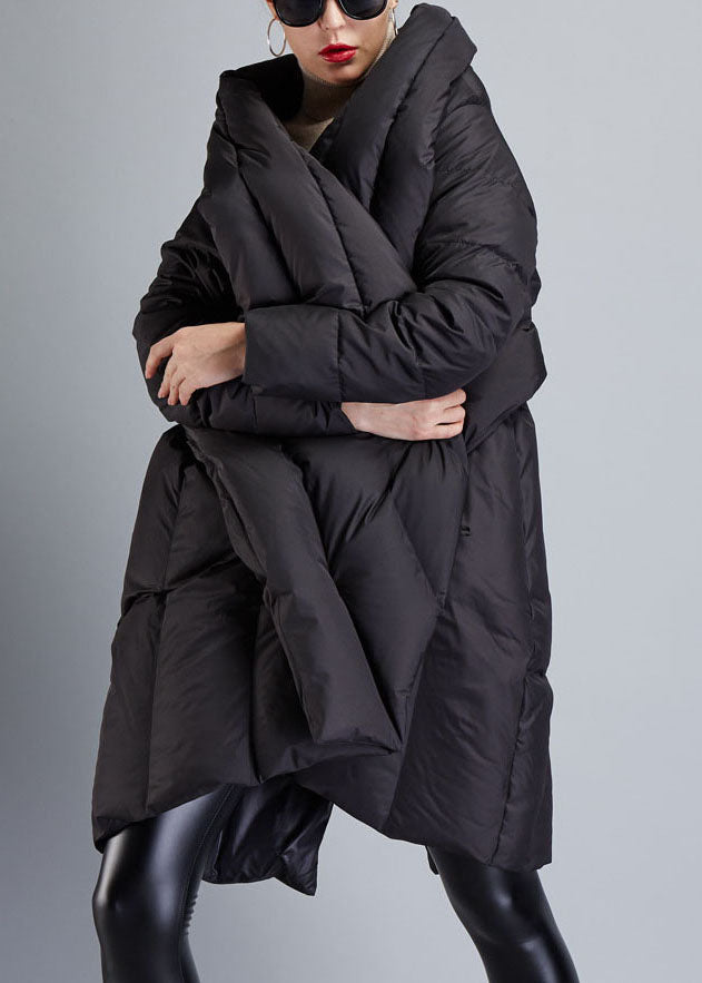 Fine Black Asymmetrical Cloak Duck Down Winter Coats Winter - Down Jackets - DYAVOR®