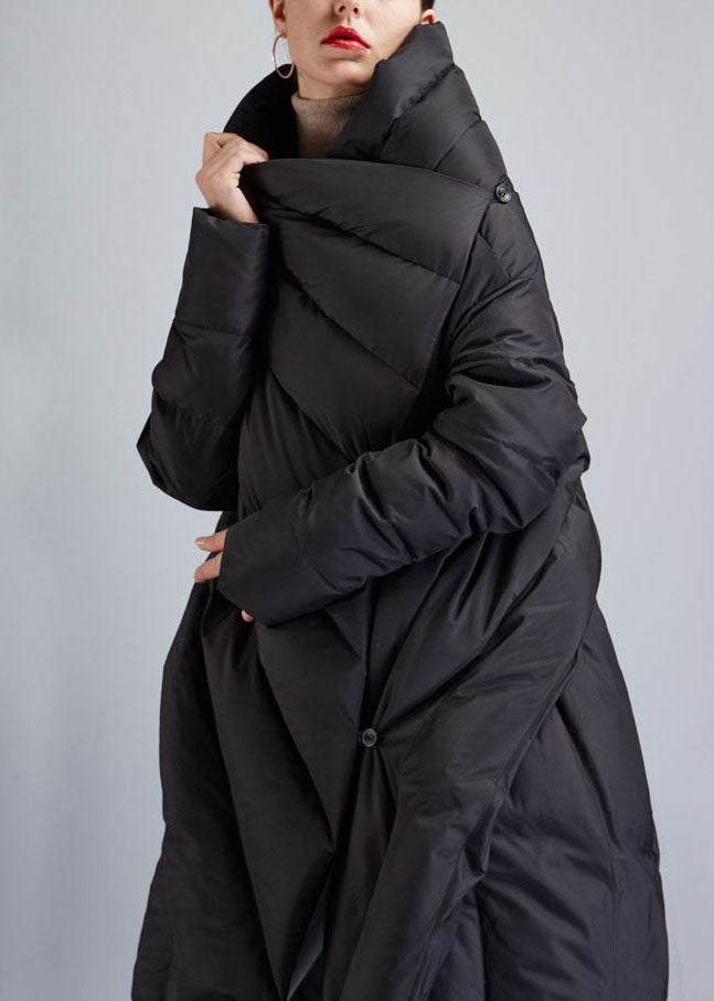 Fine Black Asymmetrical Cloak Duck Down Winter Coats Winter - Down Jackets - DYAVOR®