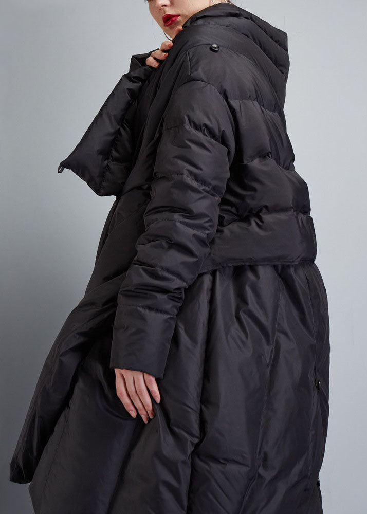 Fine Black Asymmetrical Cloak Duck Down Winter Coats Winter - Down Jackets - DYAVOR®
