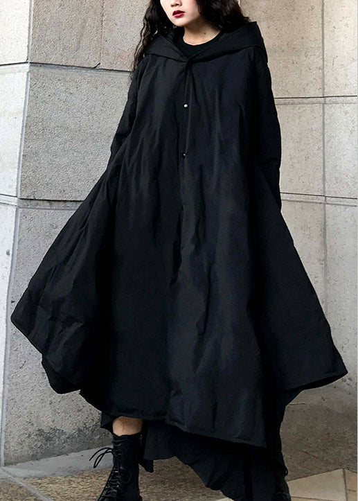 Fine Black Hooded Pockets Fine Cotton Filled Parka Winter - Down Jackets - DYAVOR®