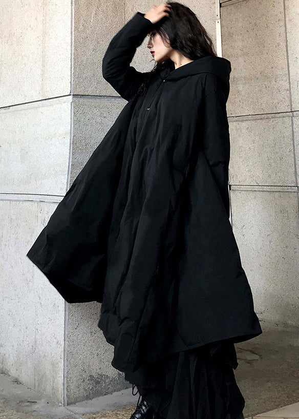 Fine Black Hooded Pockets Fine Cotton Filled Parka Winter - Down Jackets - DYAVOR®