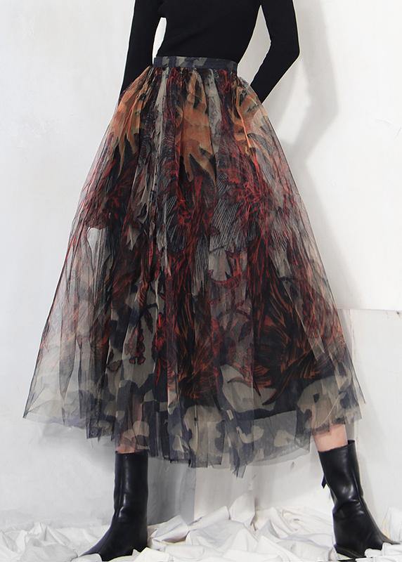 Fine Black Print Lace A Line Tulle Skirts Summer - Skirts - DYAVOR®