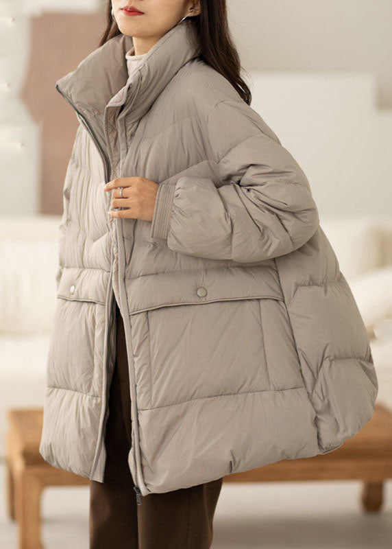 Fine Black Stand Collar Oversized Pockets Duck Down Down Coat Winter - Down Jackets - DYAVOR®