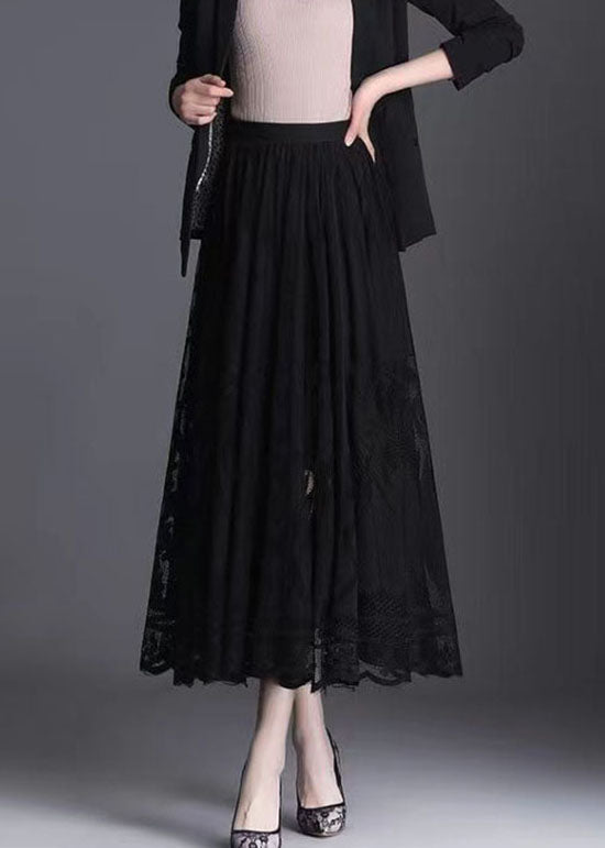Fine Black Wrinkled Patchwork Hollow Out Lace Skirts Spring - Skirts - DYAVOR®