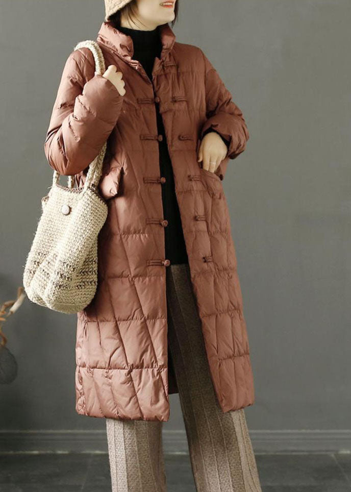 Fine Brown Stand Collar Pockets Duck Down Down Coat Winter - Down Jackets - DYAVOR®