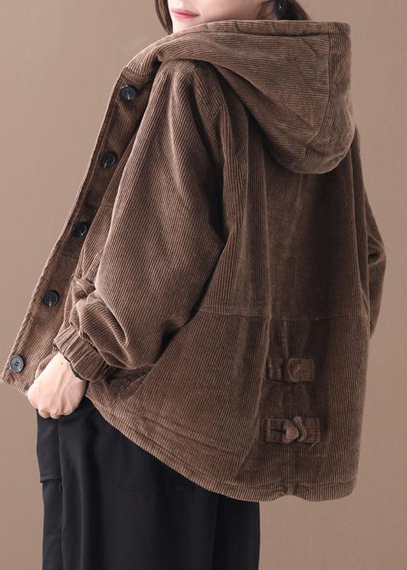 Fine Chocolate Hooded Corduroy Winter Coats Warm Outwear - Down Jackets - DYAVOR®