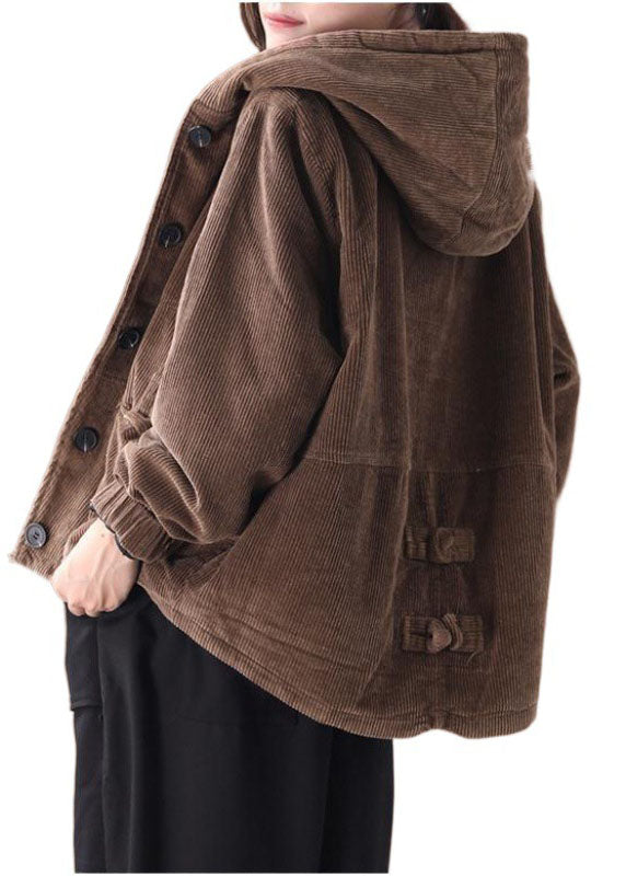Fine Chocolate Hooded Corduroy Winter Coats Warm Outwear - Down Jackets - DYAVOR®