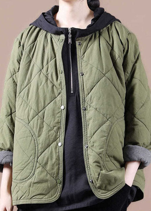 Fine Green Button Fine Cotton Filled Casual Winter Coats - Down Jackets - DYAVOR®