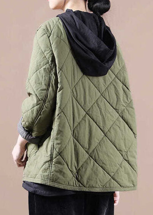 Fine Green Button Fine Cotton Filled Casual Winter Coats - Down Jackets - DYAVOR®
