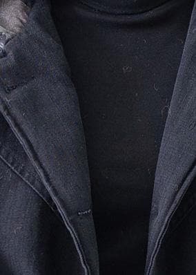 Fine Plus Size Clothing Coats Denim Black Hooded Pockets Outwear - Trench coats - DYAVOR®