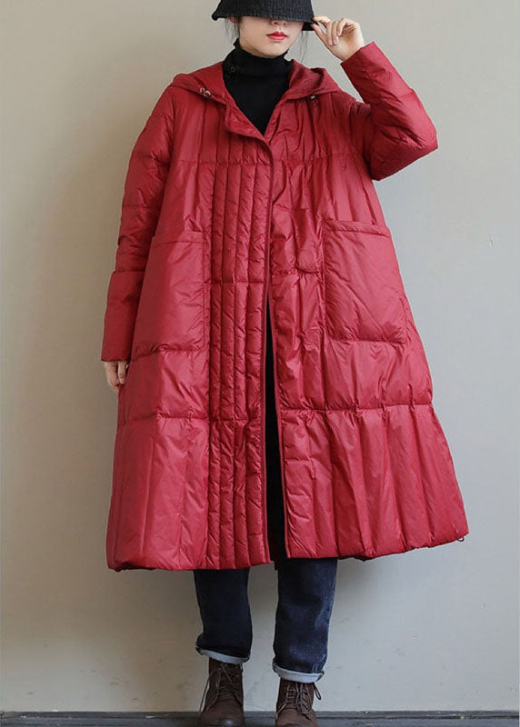 Fine Red hooded zippered Circle Winter Duck Down coat - Down Jackets - DYAVOR®