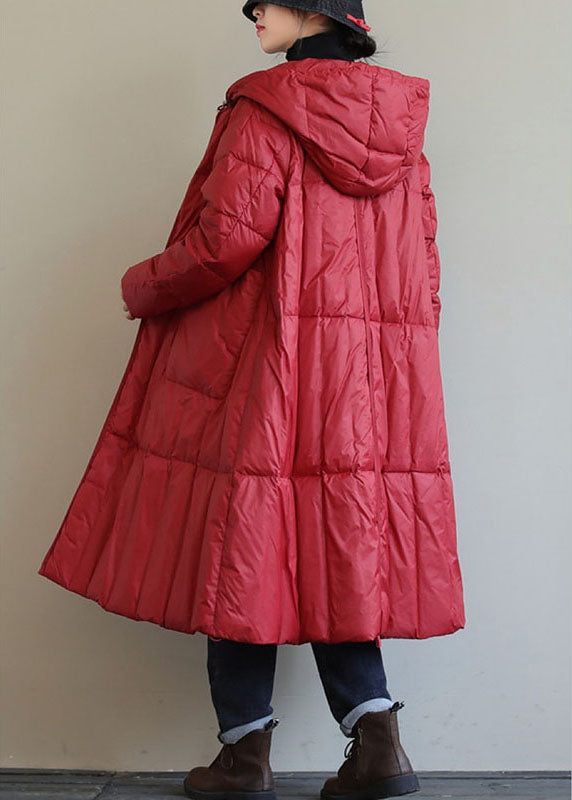Fine Red hooded zippered Circle Winter Duck Down coat - Down Jackets - DYAVOR®