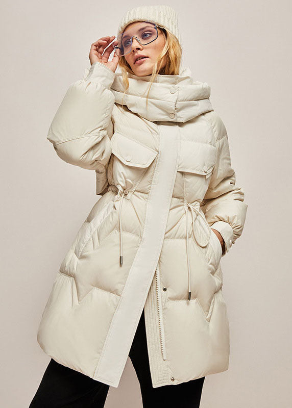 Fine White Hooded Drawstring Warm Duck Down Down Coat Winter - Down Jackets - DYAVOR®
