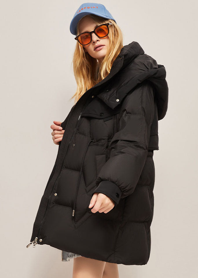 Fine White Hooded Drawstring Warm Duck Down Down Coat Winter - Down Jackets - DYAVOR®