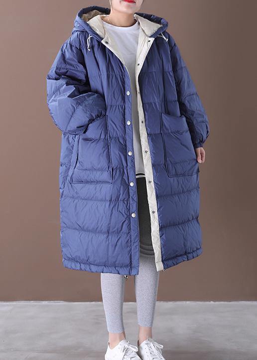 Fine blue goose Down coat plus size clothing snow jackets hooded pockets Luxury Jackets - - DYAVOR®