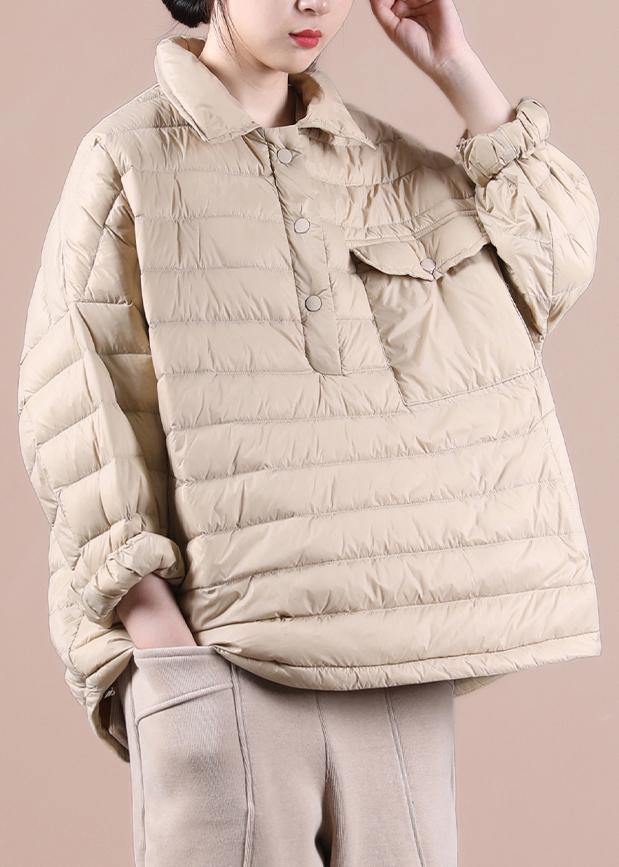 Fine khaki down coat trendy plus size snow jackets lapel pockets women winter outwear - - DYAVOR®