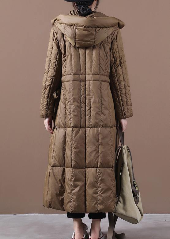 Fine plus size Winter Winter overcoat chocolate hooded pockets goose Down coat - - DYAVOR®