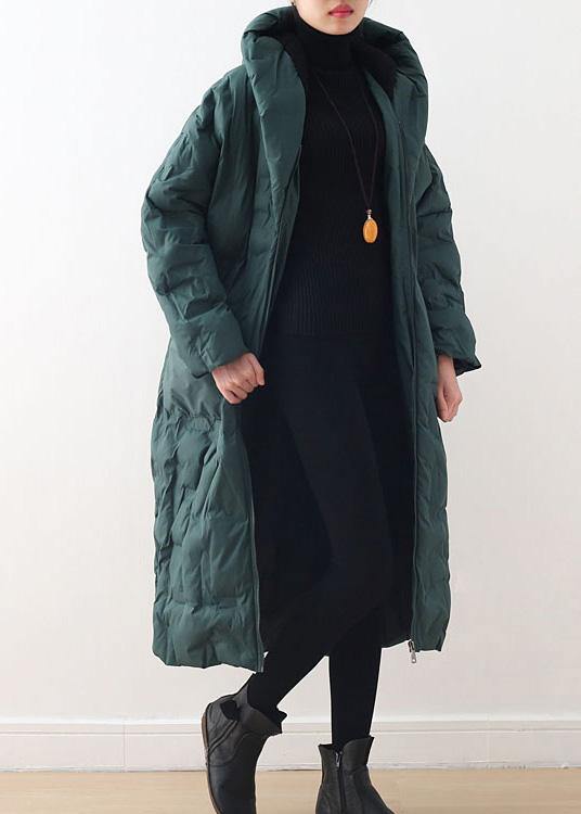 Fine plus size clothing winter jacket hooded coats green zippered down jacket woman - - DYAVOR®