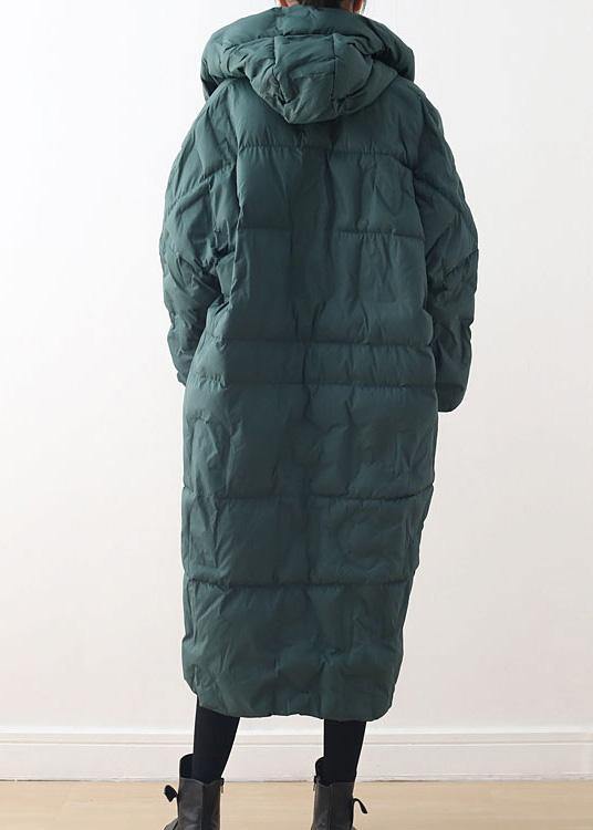 Fine plus size clothing winter jacket hooded coats green zippered down jacket woman - - DYAVOR®