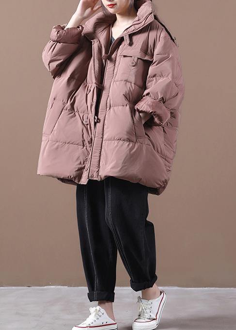 Fine plus size snow jackets pink hooded zippered goose Down coat - - DYAVOR®